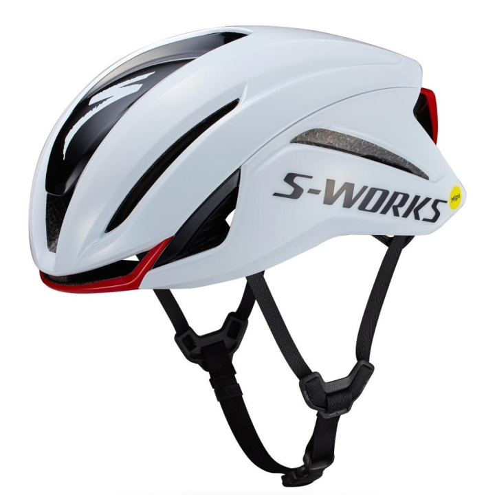 Specialized S-Works Evade 4 Cykelhjälm White/Red i gruppen Kläder/skor/hjälm / Hjälmar / Triathlon/Tempo hjälmar hos CykelCity (10952)